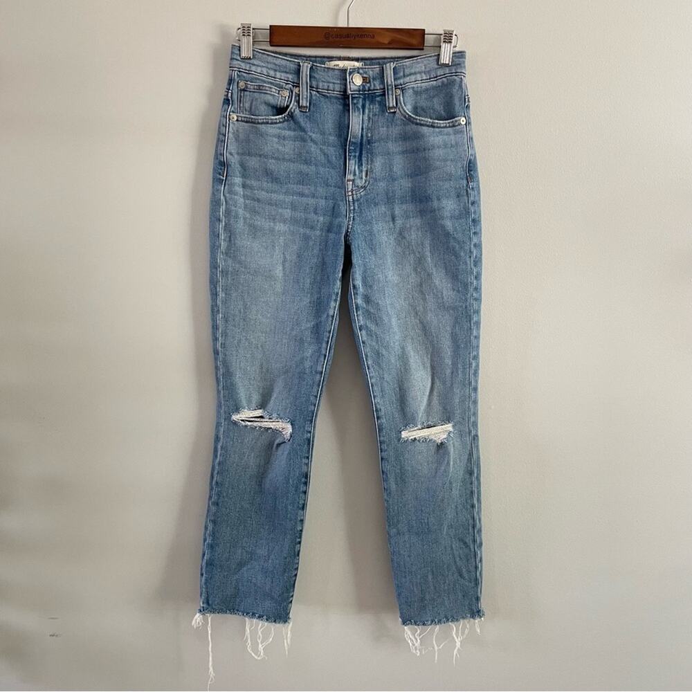Madewell | Women’s The High-Rise Slim Crop Boyjean Elkhart Wash Distressed Light - Picture 3 of 11